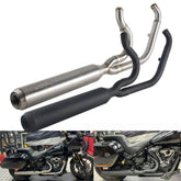 Harley M8 Softail Low Rider ST 2025-2026 Big Bore Stepped 1 3/4" to 2" head pipes 2-into-1 Full Length Exhaust System Stainless Steel Muffler
