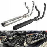Harley Dyna Fat Bob/ Low Rider/ Street Bob/ Super Glide/ Wide Glide 2006-2017 Big Bore Stepped 1 3/4" to 2" head pipes 2-into-1 Full Length Exhaust System Stainless Steel Muffler