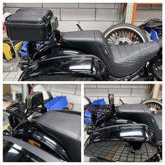 Harley Softail Fat Bob 114 FXFBS FXFB 2018-2024 Club Style Passenger Backrests Low profile Fixed Mini Sports Sissy Bar Kit w/ Luggage Rack