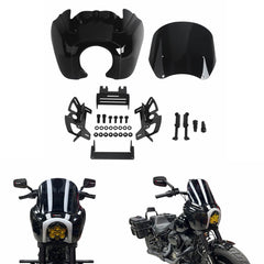 Harley M8 Softail Fat Bob FXFB FXFBS 2018-2025 Front Headlight Fairing Windshield w/BAJA LP6 Lighting Bracket Mounting Kit