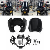 Harley Softail Street Bob FXBB/ FXBBS/ Low Rider FXLR/ Standard FXST 2018-2026 Front Headlight Fairing Windshield w/Baja Designs LP6 Lighting Bracket Mounting Kit