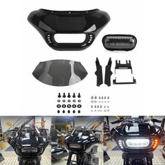 Harley Softail M8 Fat Bob FXFB 114 FXFBS 2018-2024 Club Style Headlight Fairing Front Mask with LED Headlamp Daytime Running Lights & Turn Signals