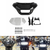 Harley Softail M8 Fat Bob FXFB 114 FXFBS 2018-2024 Headlight Fairing Front Mask w/8-Pack DRL Eagle Eye LED Daytime Running Turn Signal Light