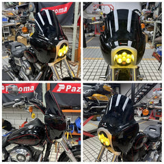 Harley Dyna Low Rider/ Street Bob/ Fat Bob/ Super Glide/ Wide Glide 2006-2017 Front Headlight Fairing Windshield w/BAJA LP6 Lighting Bracket Mounting Kit