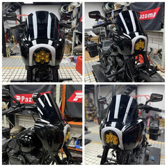 Harley M8 Softail Fat Bob FXFB FXFBS 2018-2025 Front Headlight Fairing Windshield w/BAJA LP6 Lighting Bracket Mounting Kit