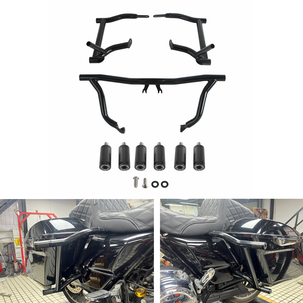 For Harley Touring Street Glide Road Glide Road King Electra Glide Ultra Limited CVO ST Highway Engine Saddlebag Guard Crash Bar 2014-2025