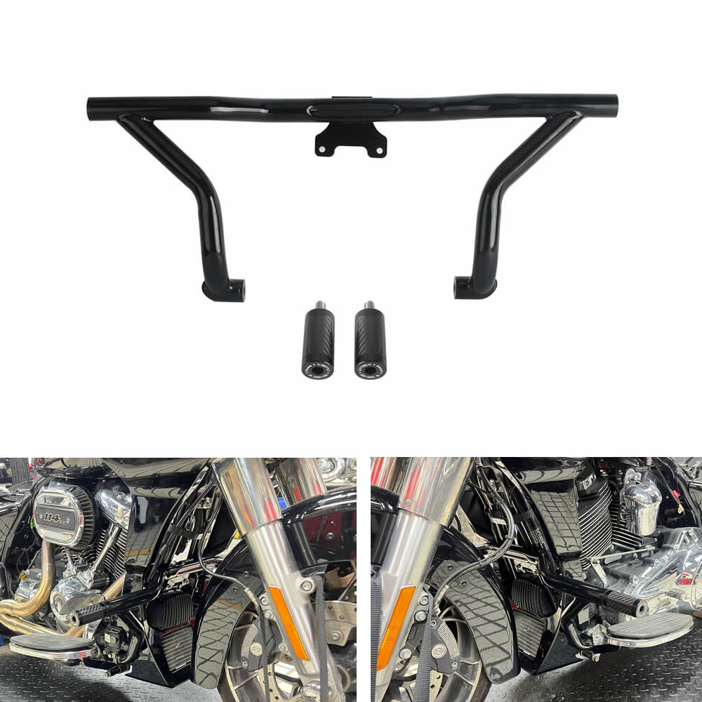 Front Engine Guard Crash Bar Frame Slider Flat-Out Bar For Harley Touring Road King Road Glide CVO Special Electra Street Glide FLTRXSE FLHR FLHT 2014-UP