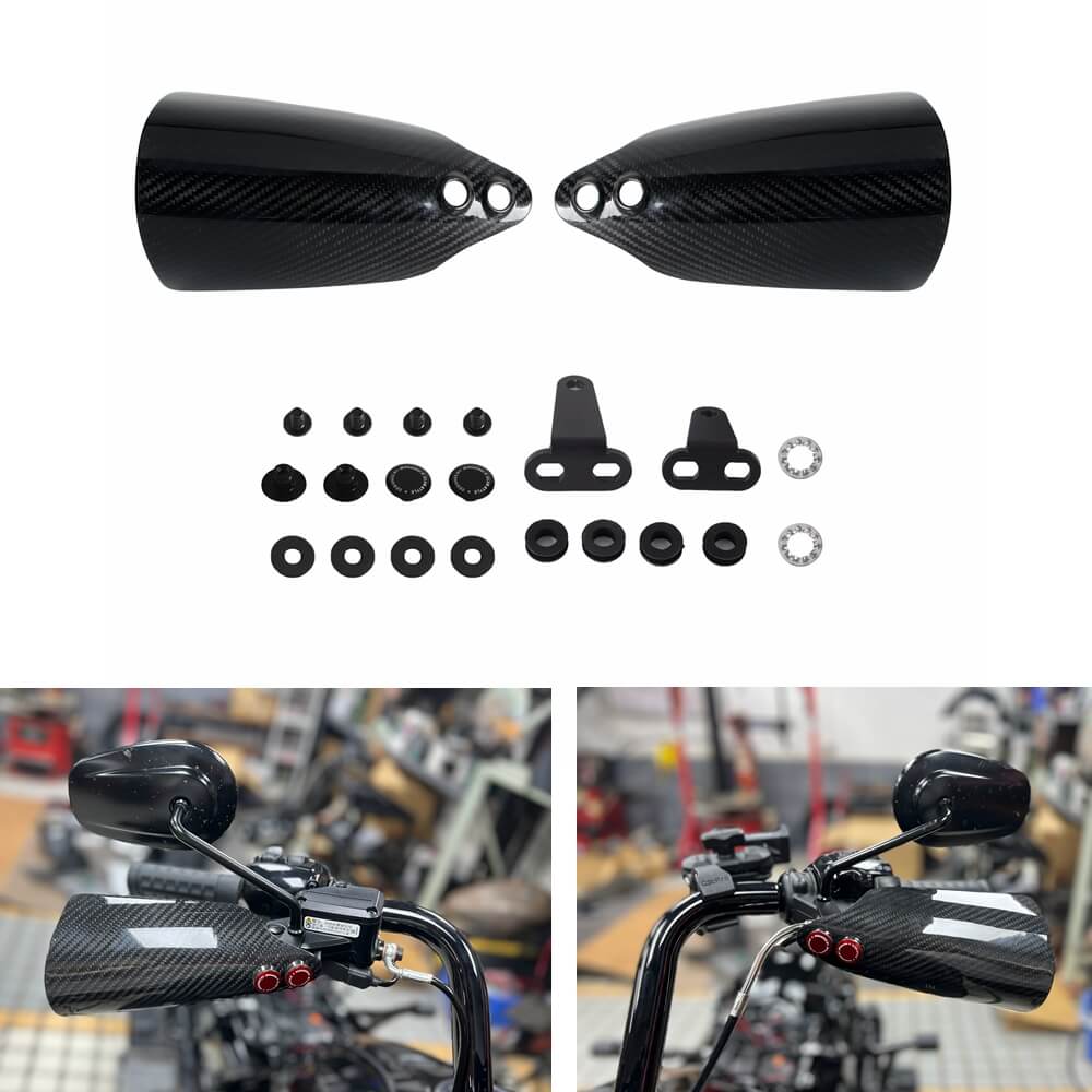 For Harley Softail Standard Slim Deluxe Rocker Night Train Convertible Springer Highway Carbon Fiber Handguards 96-14