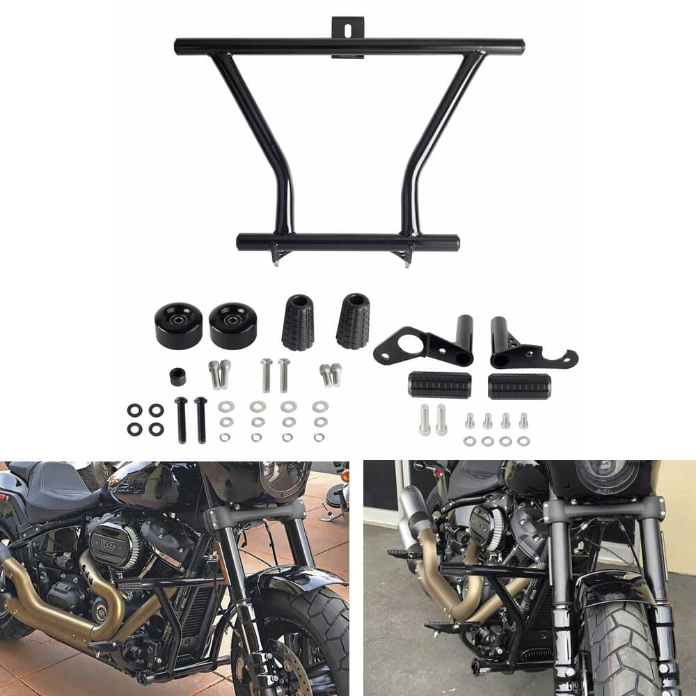 Front Highway Peg High 2 Step Crash Bar Engine Guard For Harley Softail Street Bob Low Rider Fat Bob Standard 2018-2024