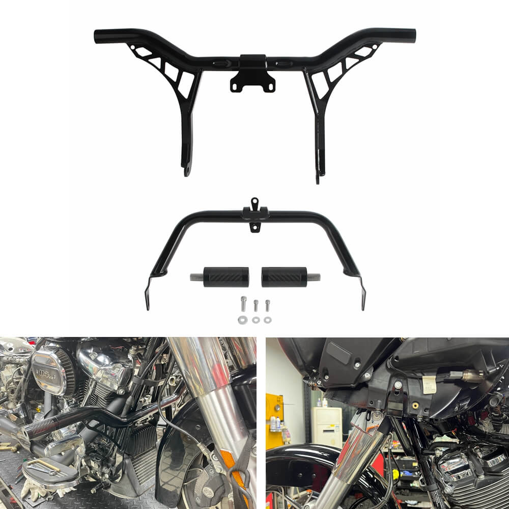 For Harley Road Glide Special CVO FLTR FLTRXS FLTRXST FLTRU FLTRK FLTRKSE Highway Engine Guard Crash Bar W/ Fairing Support Kit