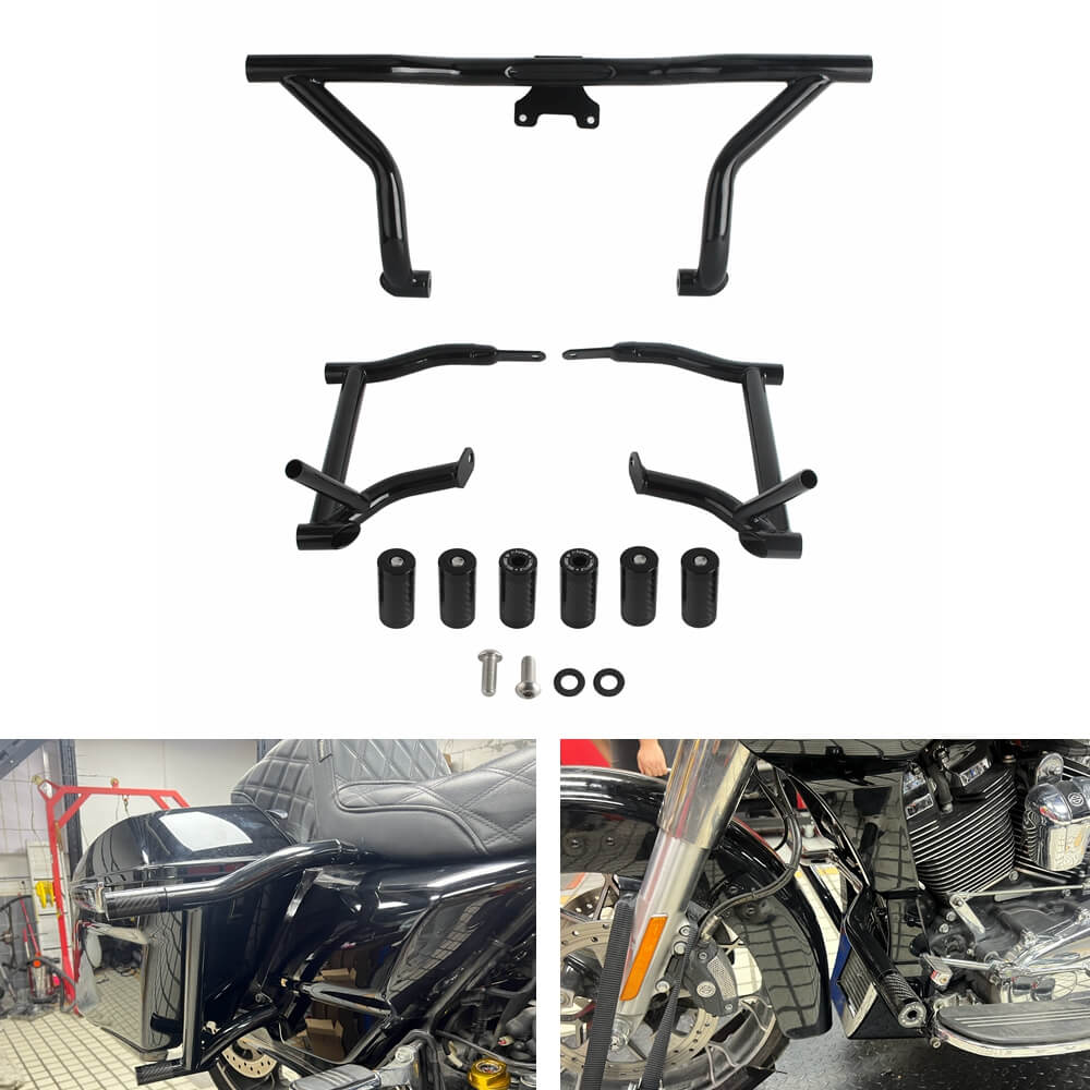 Front Highway Engine Guard Crash Bar Set For Harley Touring Street Glide Road King Road Glide Electra FLHX FLHXST FLTRKSE