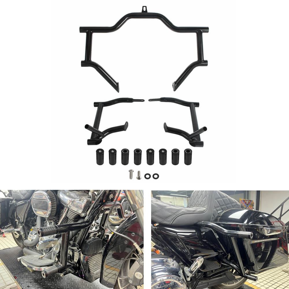 Highway Engine Guard Crash Bar Engine Guard Saddlebag Tip-Over Bar Set For Harley Special ST CVO Street Glide  Road King Electra Glide