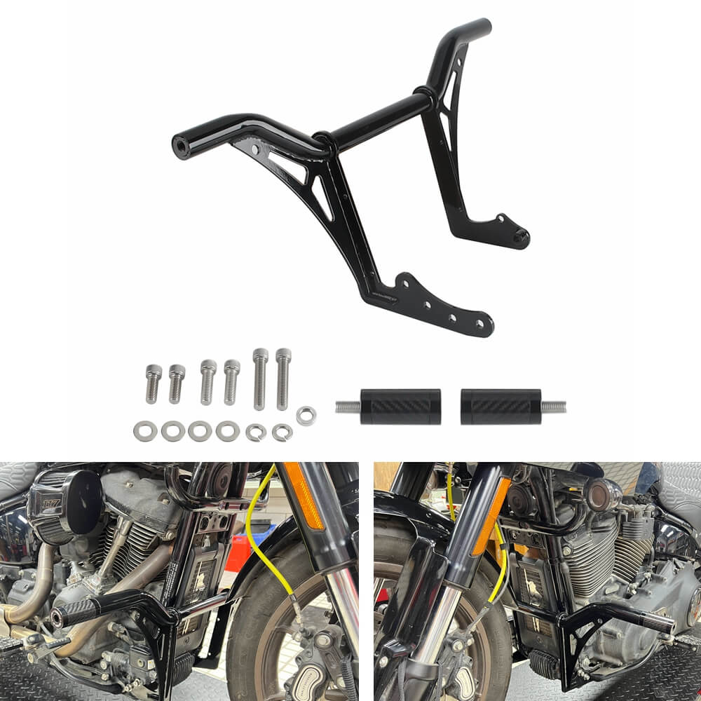 Engine Guard Crash Bar Passenger Peg Frame Slider Carbon End For Harley Softail Street Bob FXBB FXBBS Fat Bob FXFB FXFBS Low Rider S FXLRS ST FXLRST