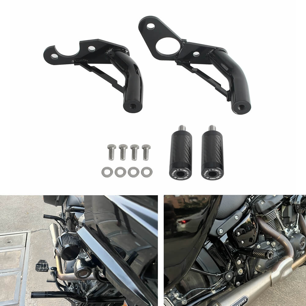 Rear Highway Engine Guard Crash Bar Passenger footpegs Carbon End For Harley Softail Street Bob Low Rider S ST Fat Bob