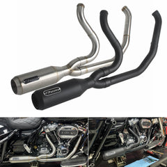 Harley M8 Touring Electra Glide Road King Street Glide Road Glide 2017-Up 2-into-1 Full Complete Exhaust System Stainless Steel Muffler