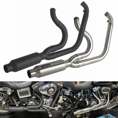 Harley 2006-2017 Dyna Fat Bob/ Low Rider S/ Street Bob/ Wide Glide/ Super Glide Stainless Steel 2-Into-1 Exhaust