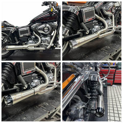 For Harley 2006-2017 Dyna Fat Bob/ Low Rider S/ Street Bob/ Wide Glide/ Super Glide Stainless Steel 2-Into-1 Exhaust