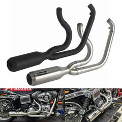 For Harley 2006-2017 Dyna Fat Bob Low Rider S Street Bob Wide Super Glide Stainless Steel 2-into-1 Full Complete Exhaust System