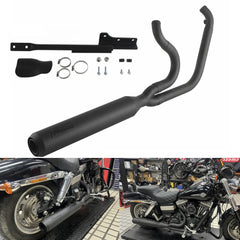 Harley Dyna Fat Bob/ Low Rider/ Street Bob/ Super Glide/ Wide Glide 2006-2017 Big Bore Stepped 1 3/4" to 2" head pipes 2-into-1 Full Length Exhaust System Stainless Steel Muffler