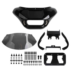 Harley Dyna Low Rider Street Bob Fat Bob Super Glide Wide Glide 2006-2017 Front Shark Fairing Windshield w/Baja Designs Dual LP4 Lighting Bracket Mounting Kit