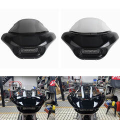 For Harley Dyna Low Rider/ Street Bob/ Fat Bob/ Super Glide/ Wide Glide 2006-2017 Headlight Fairing Front Mask with LED Headlamp Daytime Running Lights & Turn Signals