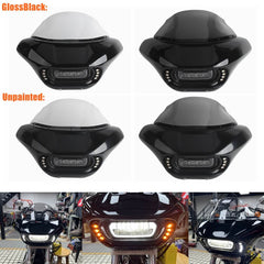 For Harley Dyna Low Rider/ Street Bob/ Fat Bob/ Super Glide/ Wide Glide 2006-2017 Headlight Fairing Front Mask with LED Headlamp Daytime Running Lights & Turn Signals