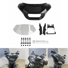 Harley Softail M8 Fat Bob FXFB 114 FXFBS 2018-2024 Club Style Headlight Fairing Front Mask with 9" Windshield