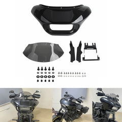 Harley Softail M8 Fat Bob FXFB 114 FXFBS 2018-2024 Club Style Headlight Fairing Front Mask with 9" Windshield