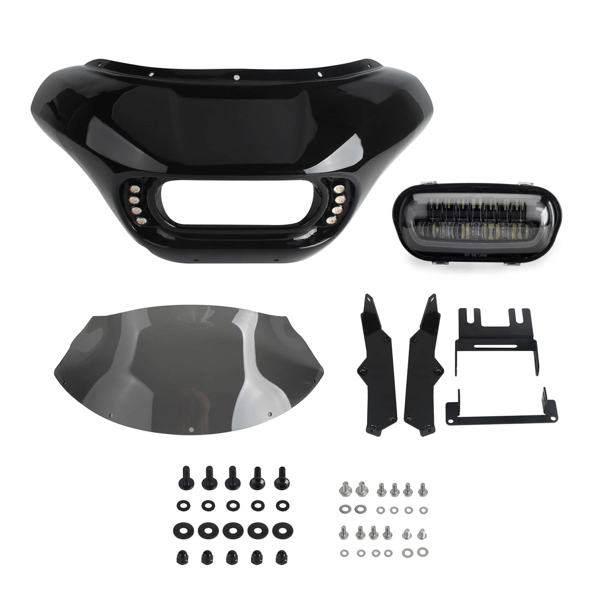 Harley Softail M8 Fat Bob FXFB 114 FXFBS 2018-2024 Club Style Headlight Fairing Front Mask with LED Headlamp Daytime Running Lights & Turn Signals