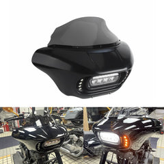 Harley Softail M8 Fat Bob FXFB 114 FXFBS 2018-2024 Club Style Headlight Fairing Front Mask with LED Headlamp Daytime Running Lights & Turn Signals