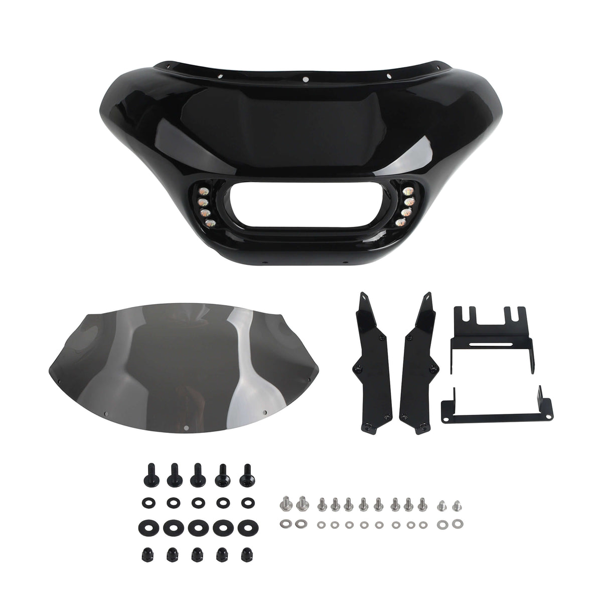 Harley Softail M8 Fat Bob FXFB 114 FXFBS 2018-2024 Headlight Fairing Front Mask w/8-Pack DRL Eagle Eye LED Daytime Running Turn Signal Light