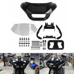 Harley Softail M8 Low Rider S 114 117 FXLRS 2020-2025 Front Shark Headlight Fairing Windshield w/BAJA Dual LP4 Lighting Bracket Mounting Kit