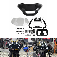 Harley Softail M8 Low Rider S 114 117 FXLRS 2020-2025 Front Shark Headlight Fairing Windshield w/BAJA Dual LP4 Lighting Bracket Mounting Kit