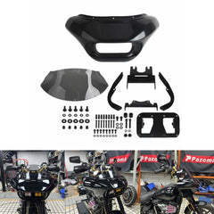 Harley Softail M8 Low Rider S 114 117 FXLRS 2020-2025 Front Shark Headlight Fairing Windshield w/BAJA Dual LP4 Lighting Bracket Mounting Kit