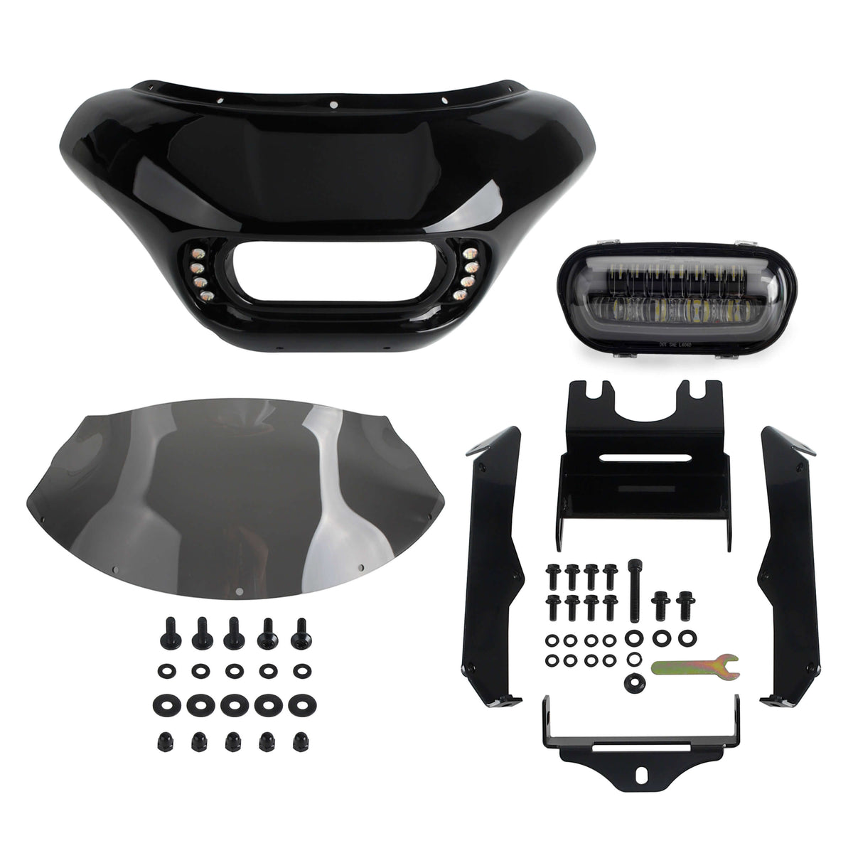 Harley Softail M8 Street Bob Low Rider Standard 2018-2025 Headlight Fairing Front Mask with LED Headlamp DRL & Turn Signals