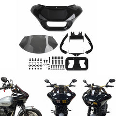 Harley Street Bob Low Rider Standard 2018-2025  Front Shark Headlight Fairing Windshield w/BAJA Dual LP4 Lighting Bracket Mounting Kit