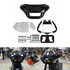 Harley Street Bob Low Rider Standard 2018-2025  Front Shark Headlight Fairing Windshield w/BAJA Dual LP4 Lighting Bracket Mounting Kit