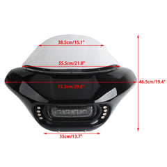 Harley Softail M8 Low Rider S 114 117 FXLRS 2020-2025 Club Style Headlight Fairing Front Mask with LED Headlamp Daytime Running Lights & Turn Signals