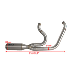 Harley 2006-2017 Dyna Street Bob EFI FXDBI/ FXDB/ FXDBB/ FXDBP/ Limited FXDBC/ Wide Glide EFI FXDWGI/ FXDWG Stainless Steel 2-Into-1 Exhaust