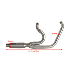 Harley 2006-2017 Dyna Fat Bob/ Low Rider S/ Street Bob/ Wide Glide/ Super Glide Stainless Steel 2-Into-1 Exhaust