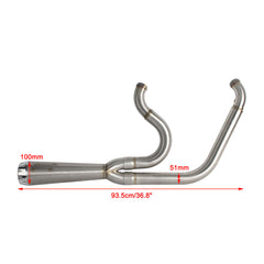 For Harley 2006-2017 Dyna Fat Bob/ Low Rider S/ Street Bob/ Wide Glide/ Super Glide Stainless Steel 2-Into-1 Exhaust