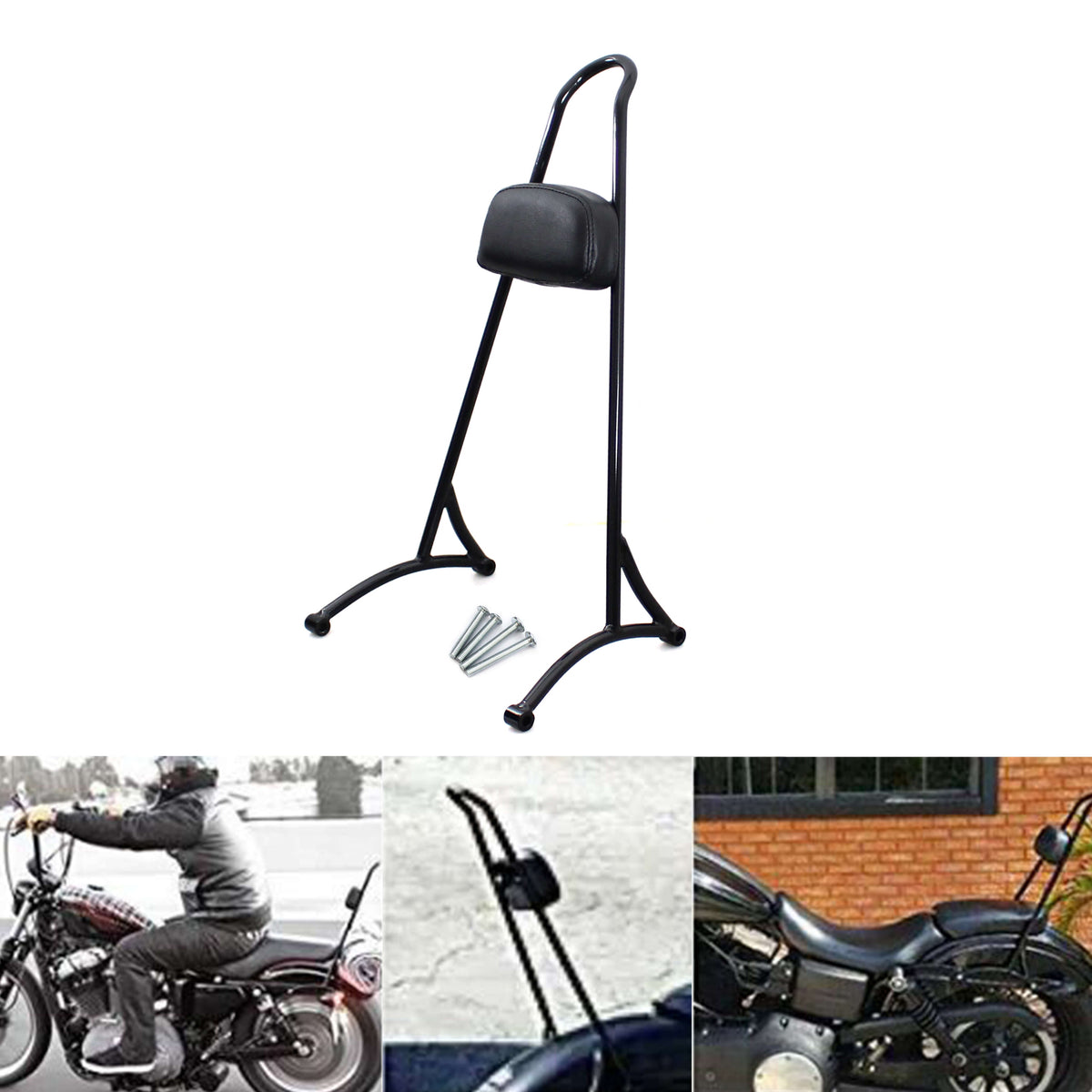 Motorcycle 20" Tall Passenger Sissy Bar Backrest For Harley XL883 XL1200 2004-2017 - zjmoto